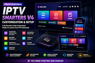 customize iptv app smarters v4 with logo, dns, panel and full apk setup