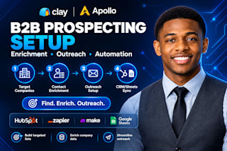 setup clay com apollo io b2b prospecting enrichment and outreach automation
