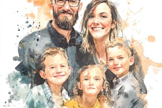make watercolor family portrait
