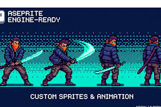 design game ready pixel art sprites and animations in aseprite