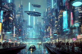 making a futuristic cyberpunk city for you