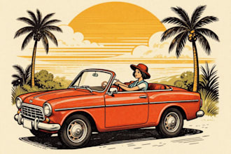 make best illustration in vintage and retro styles