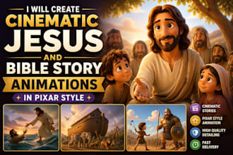 create cinematic jesus and bible story animations in pixar style