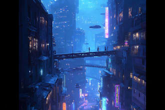 draw illustration of futuristic cyberpunk city