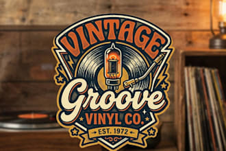 design a retro and stylish vinyl logo for your brand