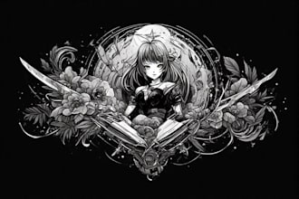 make an japanese traditional anime tatto art style