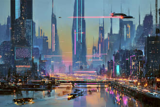 illustrate a cyberpunk scifi futuristic city