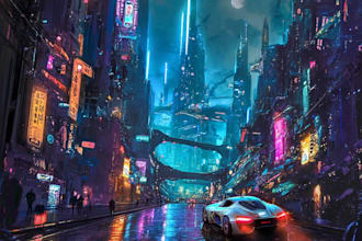 design a cyberpunk scifi futuristic city
