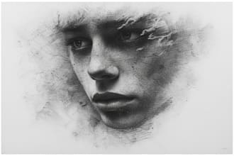 draw a charcoal and portrait illustration