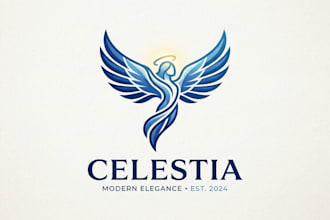 design a modern and elegant blue angel logo for your brand