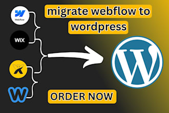 migrate webflow, wix, squarespace to wordpress for pizza restaurant website
