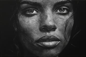 create a rough charcoal pencil portrait drawing for you