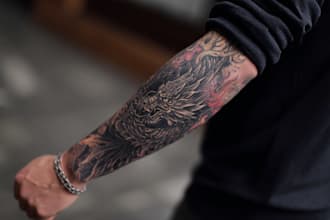 create sleeve tattoo design in geometric style