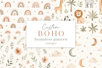 create custom boho seamless patterns for textile and digital paper