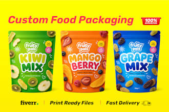 design food packaging, food pouch, food box and label design
