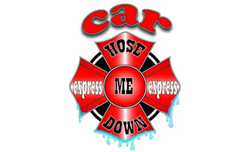 design firefighter themed express car wash logo
