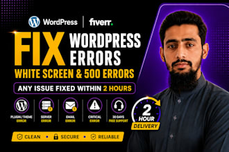 fix wordpress errors, white screen and 500 errors fast