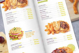 design HD snack catalog menu price list in canva 24hr