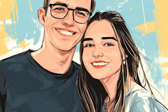 create a couple portrait illustrations