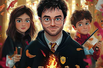 draw you a beautiful harry potter disney portrait