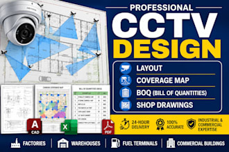 design professional cctv camera layout, coverage map, boq and shop drawings