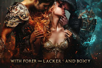 craft a mythical fantasy book cover with cinematic detail