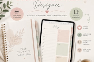 design custom printable and digital planners in canva