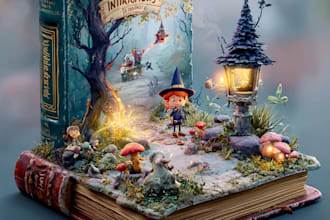 design colorful cartoon adventure book cover illustration