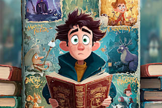 create custom animal cartoon book cover design