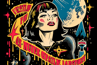draw a retro dark illustration for apparel