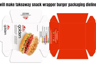 make takeaway snack wrapper burger packaging dieline packaging design