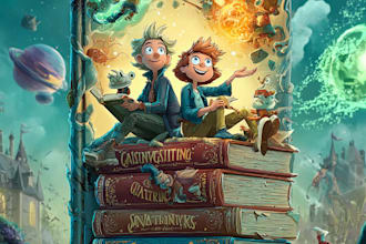 make funny cartoon comic book cover illustration