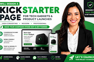 design a kickstarter page for tech gadgets and product launches