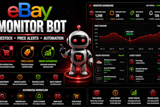 build ebay monitor bot, restock tracker and price alert automation for sellers