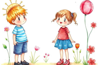 do watercolor children illustration