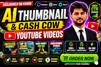 create viral youtube thumbnails and cash cow faceless videos