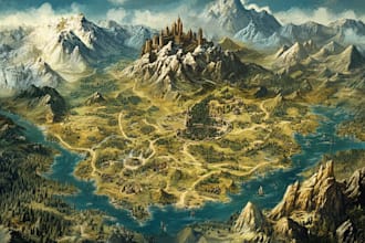 line art fantasy map illustration