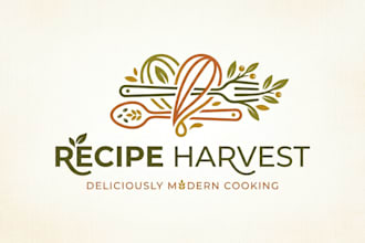 design a delicious and modern recipe logo for your food brand