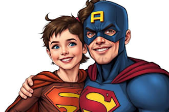 design a family superhero portraits for you