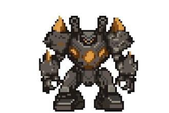 create 128px 256px pixel art boss character with custom animations