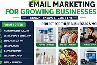 run email campaigns, blasts, reports for fashion, biotech, fitness businesses