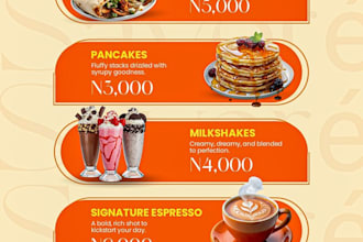 design a professional restaurant menu and cafe menu