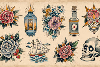 create awesome old school tattoo style design