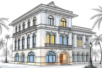 do architecture sketches in high quality