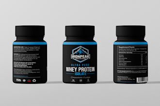 design a professional protein and vitamin label with 3d mockup
