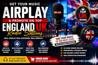 get your music airplay and promote on top england UK radio