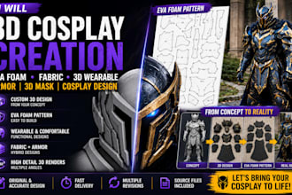 create 3d cosplay models eva foam armor fabric suits wearable masks and cosplay
