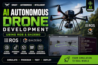 develop ai powered drones using ros, gazebo simulation and autonomous systems