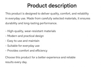 write or translate a text and, or product description