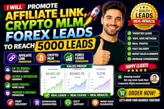 promote affiliate link ,crypto MLM, forex leads to reach 5000 leads